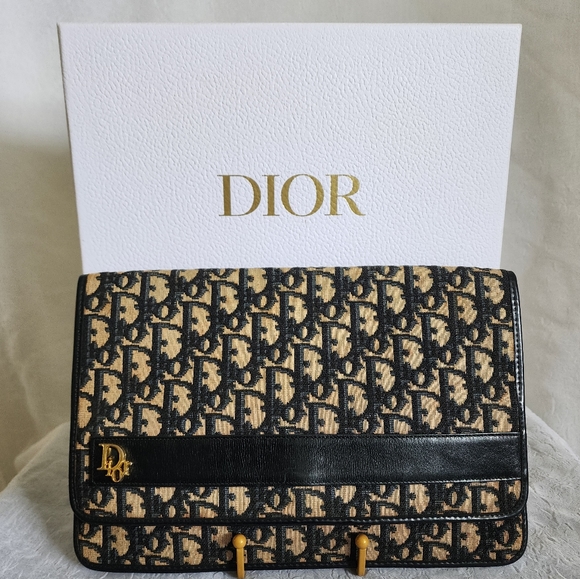 Auth Dior 30 Montaigne Trotter Large Cloth Clutch - Picture 1 of 13